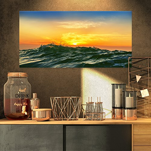 Designart PT10663-32-16 Bright Sunlight and Glowing Waves-Beach Canvas Wall Art-32X16, 32x16 Blue Designart PT10663-32-16 Bright Sunlight and Glowing Waves-Beach Canvas Wall Art-32X16, 32x16 Blue