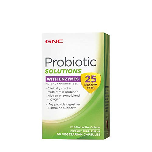 GNC Probiotic Solutions with Enzymes with 25 Billion CFUs 60 Capsules Daily Probiotic Support GNC Probiotic Solutions with Enzymes with 25 Billion CFUs 60 Capsules Daily Probiotic Support