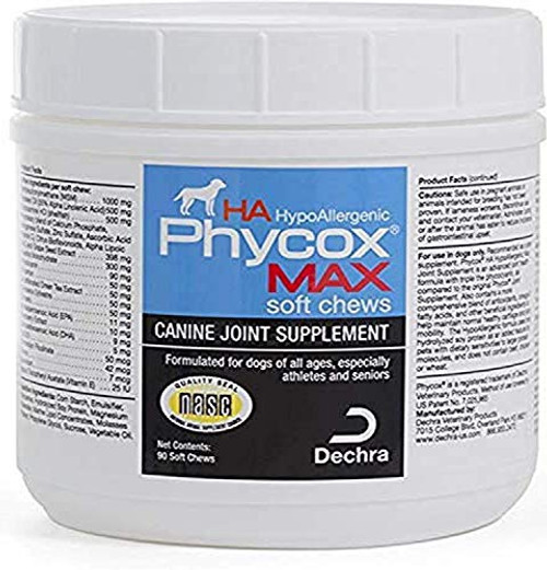 Dechra Phycox MAX Hypoallergenic  HA  Soft Chews  Joint Supplement for Dogs  90ct