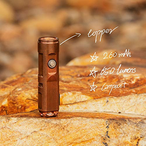 RovyVon A9 Copper Mini LED Flashlight  650 Lumens  Cree XP G3 USB Rechargeable flashlight  EDC Gears for Gift Light Thanks giving  Christmas Gift