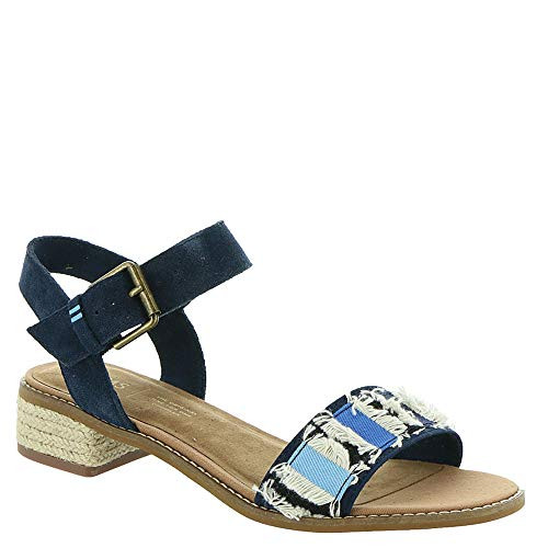 TOMS Women s  Camilia Low Heel Sandals Navy Suede 7 M