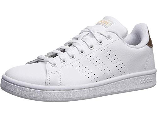 adidas Women s Cloudfoam Advantage Cl Sneaker  White White Copper Metallic  9