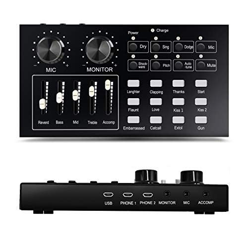 I10 Live Sound Card with Board for Live Streaming  Voice Changer Sound Card with Sound Effects  Audio Mixer for Music Recording Karaoke Singing Broadcast on Cell Phone Computer Laptop