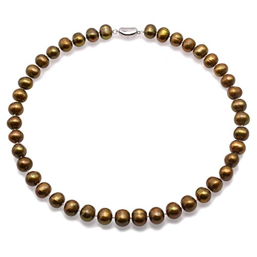 JYX Pearl Necklace Single Strand 11 12mm Round Brass Pearl Necklace for Women 18 JYX Pearl Necklace Single Strand 11 12mm Round Brass Pearl Necklace for Women 18
