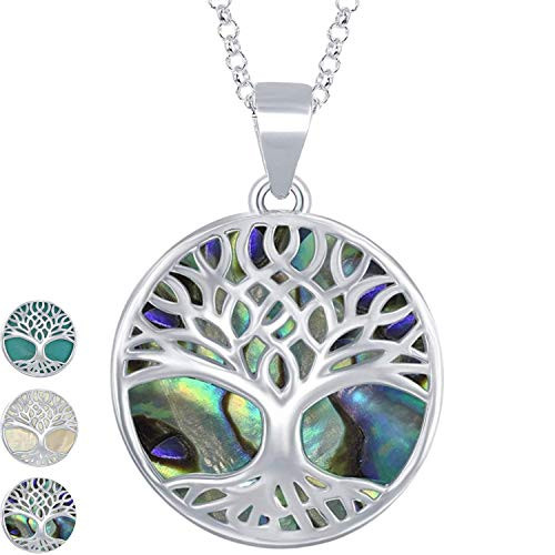 Beaux Bijoux Tree of Life Necklace Sterling Silver Natural Abalone Stone Pendant Necklace for Women with 18 Sterling Silver Thick Chain Beaux Bijoux Tree of Life Necklace Sterling Silver Natural Abalone Stone Pendant Necklace for Women with 18 Sterling Silver Thick Chain