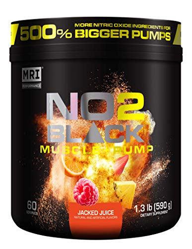 MRI NO2 Black Nitric Oxide Supplement for Pump  Muscle Growth  Vascularity   Energy   Powerful NO Booster Pre Workout with Citrulline   60 Servings  Jacked Juice