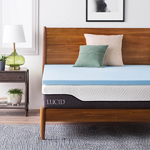 LUCID 2 Inch Ventilated Gel Infused Memory Foam Mattress Topper   Twin XL