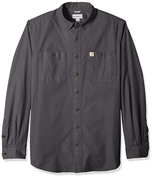 Carhartt Men s Rugged Flex Rigby Long Sleeve Work Shirt  Regular and Big   Tall Sizes   039 Gravel  Medium