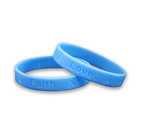 50 Pack Light Blue Silicone Bracelets   Lt Blue Colored Rubber Wristbands for Prostate Cancer  Trisomy 18  Cushings   Graves Disease Awareness   Fundraising  50 Bracelets   Wholesale