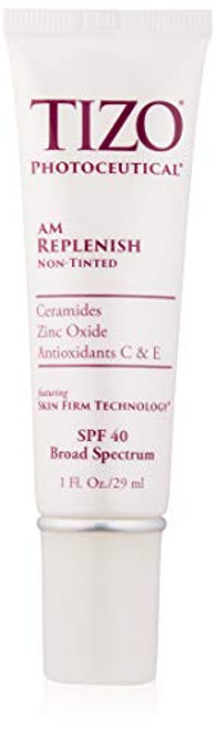 TIZO Photoceuticals Am Replenish Non tinted Facial Mineral Sunscreen SPF 40  1 Fl Oz