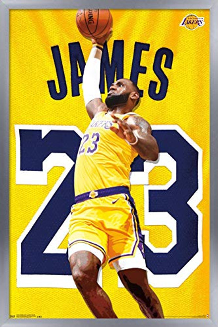 Trends International NBA Los Angeles Lakers   Lebron James 2018 Wall Poster  22 375  x 34   Silver Framed Version
