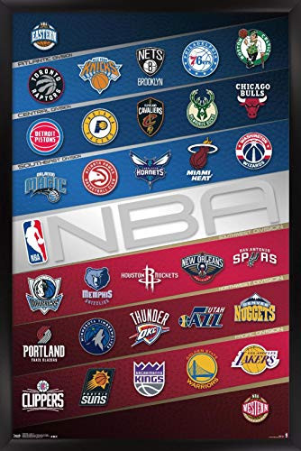 Trends International NBA League   Logos Wall Poster  22 375  x 34   Black Framed Version