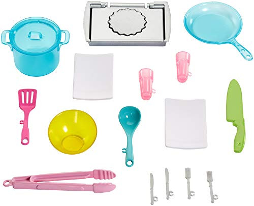 Barbie Kitchen Playset with Doll  Lights   Sounds  Food Molds  5 Dough Colors and 20  Accessories