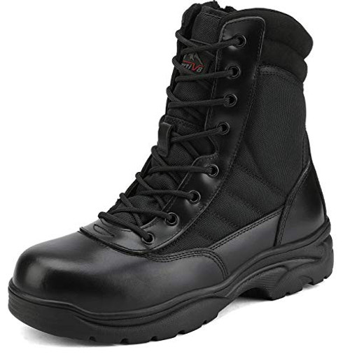 NORTIV 8 Men s Safety Steel Toe Work Boots Anti Slip Construction Boots Black Size 10 M US Trooper Steel