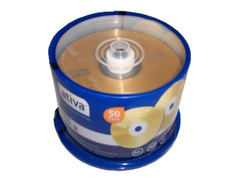 Ativa CD R Recordable CD Media Spindle 700MB 80 Minute Gold Discs Pack Of 50