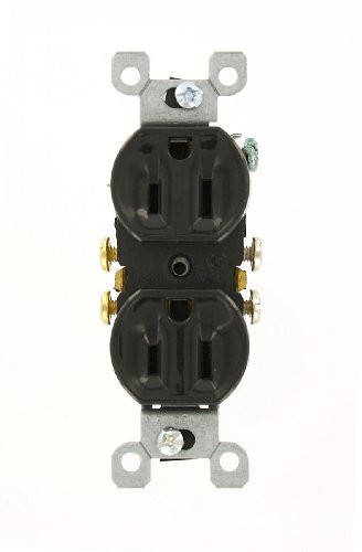 Leviton 5320-ECP 15 Amp  125 Volt  Duplex Receptacle  Residential Grade  Grounding  All Screws Backed Out  Single Unit  Black