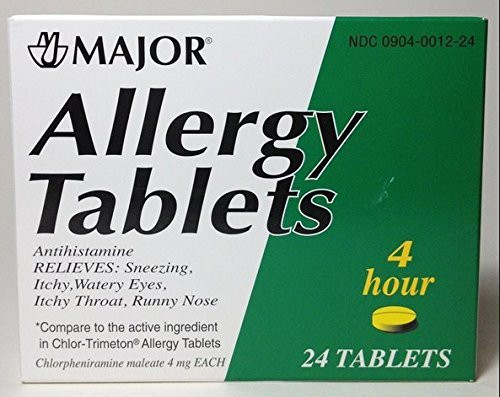 Major Pharmaceuticals Allergy 4 Hour Chlorpheniramine 4mg Tablets  24 Count