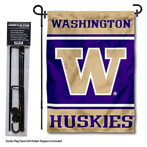 College Flags and Banners Co. Washington Huskies Garden Flag with Stand Holder College Flags and Banners Co. Washington Huskies Garden Flag with Stand Holder