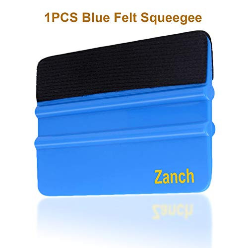 Zanch 1Pcs Blue Felt Squeegee Window Tint Wrap Tool Kits 4Inch Vehicle Vinyl Film Wrap Scraper Car Graphic Decal Wrapping  Wallpaper Installing Tool with Black Fabric Felt Edge- 1