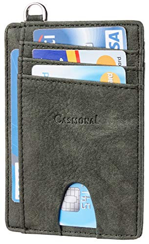 Casmonal Slim Minimalist Front Pocket Wallets RFID Blocking Credit Card Holder for Men   WomenCastle Green