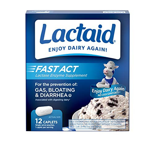 Lactaid Fast Act Lactose Intolerance Relief Caplets with Lactase Enzyme  12 Travel Packs of 1-ct-