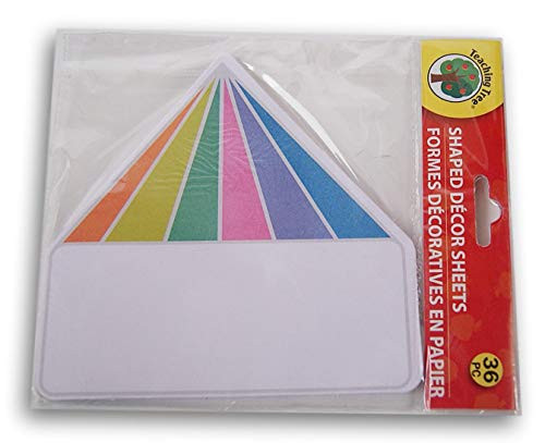 Teaching Tree Paper Shaped Decor Sheets - Rainbow Cut-Outs Nameplate to Fill-in Blank for Bulletin Board Classroom - 36 Count