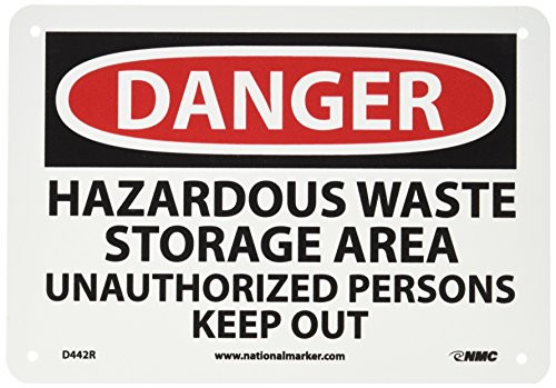 NMC D442R DANGER - HAZARDOUS WASTE STORAGE AREA UNAUTHORIZED PERSONS KEEP OUT Sign - 10 in- x 7 in- Rigid Plastic Danger Signage Black-White on White-Red NMC D442R DANGER - HAZARDOUS WASTE STORAGE AREA UNAUTHORIZED PERSONS KEEP OUT Sign - 10 in- x 7 in- Rigid Plastic Danger Signage Black-White on White-Red