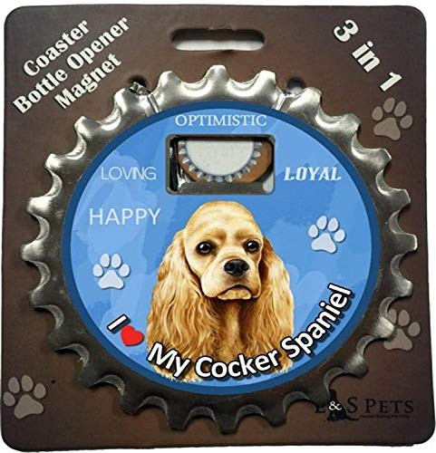 E S Pets Cocker Spaniel Bottle Opener  Coaster and Magnet