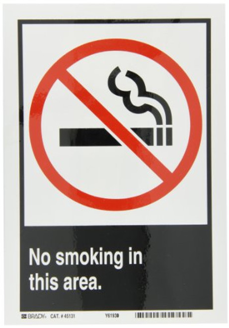 Brady 45131 Self Sticking Polyester ANSI Z535 Safety Sign 10 X 7 Legend No Smoking In This Area with Picto Brady 45131 Self Sticking Polyester ANSI Z535 Safety Sign 10 X 7 Legend No Smoking In This Area with Picto