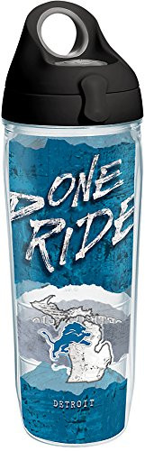 Tervis 1271042 NFL Detroit Lions NFL Statement Tumbler with Wrap and Black with Gray Lid 24oz Water Bottle, Clear