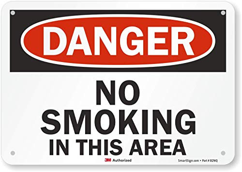 Smartsign U3-1840-RA10X7 Danger NO Smoking in This Area  Reflective Recycled Aluminum Sign  10  x 7