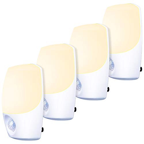 Motion Sensor Light, Emotionlite Plug in Night Lights, Warm White LED, Motion-Activated Nightlight, Hallway, Bathroom, Stairs, Kitchen, Garage, Corridor, Basement, Energy Efficient, UL Listed, 4 Pack