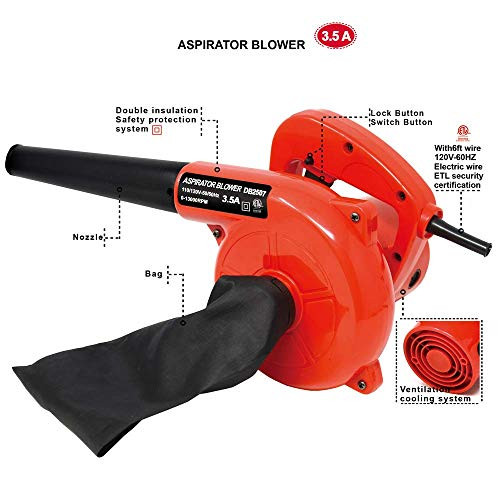 Toolman Corded Electric Leaf Sweeper Vacuum Blower 3.5A for Heavy Duty Works with DeWalt Makita Ryobi Bosch Accessories