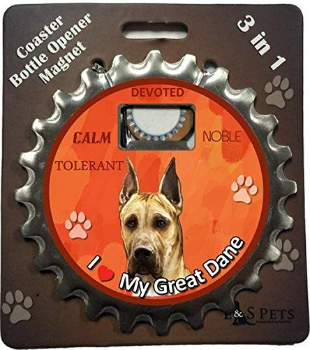 E S Pets Great Dane Bottle Opener  Coaster and Magnet