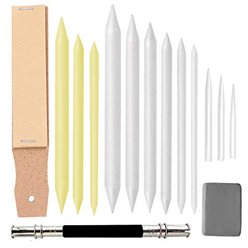 Blending Stumps and Tortillions Paper Art Blenders Sticks with Pencil Extension Eraser for Student Artist Charcoal Sketch Drawing Tools 14 PCS Blending Stumps and Tortillions Paper Art Blenders Sticks with Pencil Extension Eraser for Student Artist Charcoal Sketch Drawing Tools 14 PCS