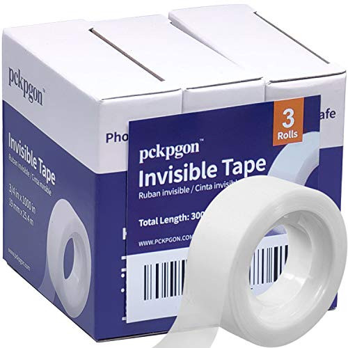 Invisible Tape Refill for Dispenser  3-4 x 1000 Inches  Pack of 3  Boxed  Transparent Tape Clear Tape for Office Home School Use  Frosted and Invisible on Paper  Great for Correction and Labeling