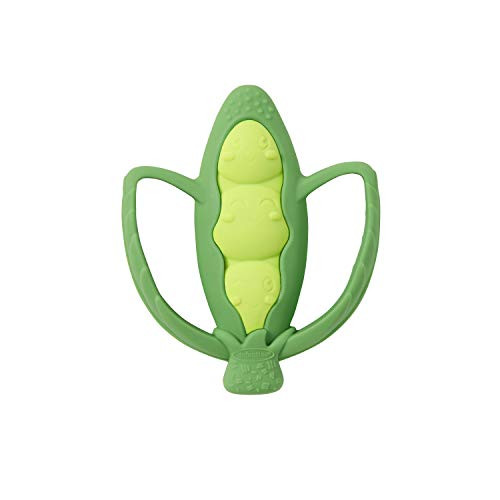 Infantino Lil  Nibble Teethers Pea Pod - Silicone Soft-Textured teether for Sensory Exploration and Teething Relief  with Easy to Hold Handles