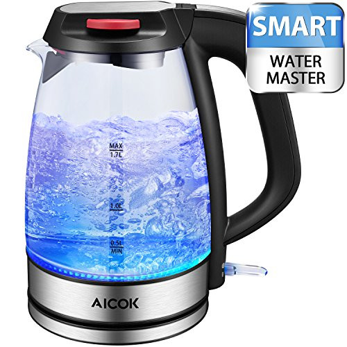 Aicok Electric Kettle SpeedBoil 1500W BPA-Free Glass Tea Kettle, Cordless Kettle with Auto Shut-Off and Boil-Dry Protection(FDA Certified/UL Approved) Aicok Electric Kettle SpeedBoil 1500W BPA-Free Glass Tea Kettle, Cordless Kettle with Auto Shut-Off and Boil-Dry Protection(FDA Certified/UL Approved)
