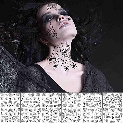 COKOHAPPY Halloween Spider Face Tattoos Spider Web Spider Net Temporary Tattoos - Face Tattoos Stickers  Halloween Costume Apparel Cosplay Accessories Party Favor Supplies