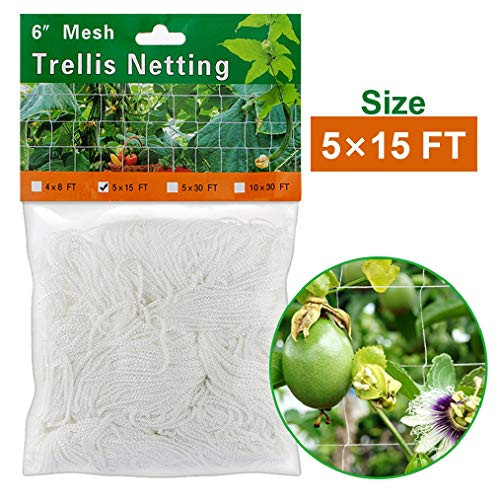 Monstake Vine Trellis Netting for Climbing Plant  Elegant Heavy-Duty Polyester Plant Climbing Square Mesh Net for Fruits and Vegetables  5×15FT 1 Pack