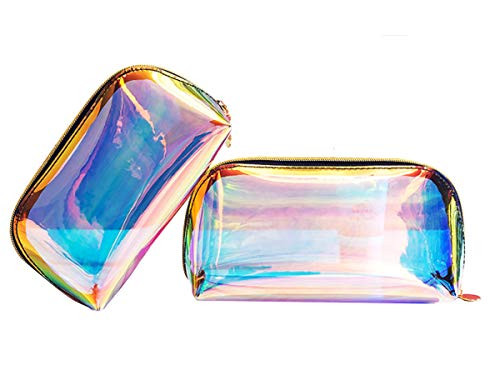Makeup Bag Fashion Holographic Cosmetic Travel Bag Large Toiletry Bag Makeup Organizer Transparent TPU portable bag cosmetic laser case Waterproof Cosmetic Bags Portable Travel Toiletry Pouch