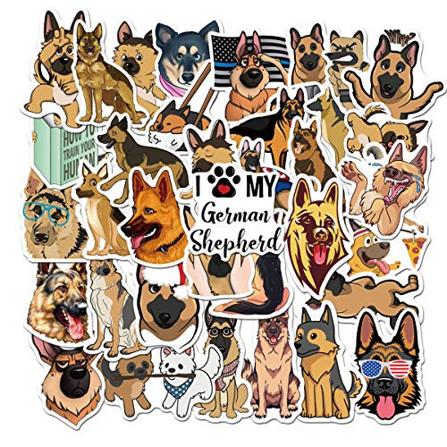 Vinyl Cute Waterproof German Shepherd Dog Stickers for Hydro Flask  Water Bottle and Laptop - Suitable for Kids  Girls  Teens  Women German Shepherd Dog