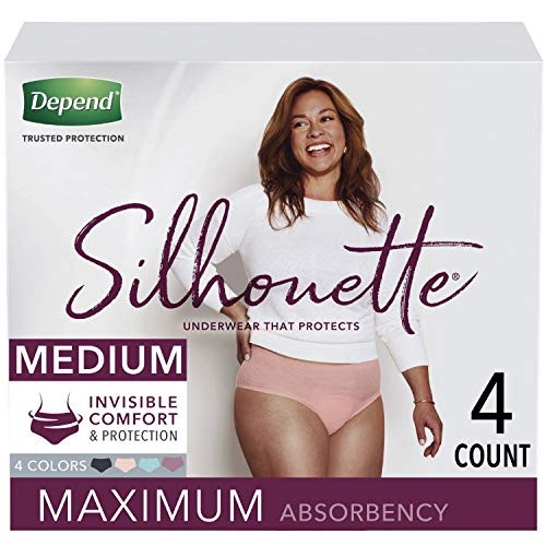 Depend Silhouette Incontinence Underwear for Women  Maximum Absorbency  Disposable  Medium  Pink-Black-Teal-Berry  4 Count