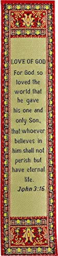 Woven Fabric Christian Bookmark  Love of God  for God so Loved The World  Silky Soft John 3 16 Bookmarker for Novels Books and Bibles  Traditional Turkish Design  Flexible Memory Verse Bookmark Gift