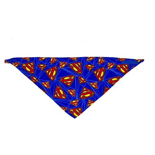 DC Comics Superman Dog Bandana   Superman Logo Repeated Pattern   Superhero Bandana for Pets   Small  Blue