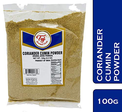 TAJ Premium Indian Coriander Cumin Powder Dhania Jeera Powder 3-5-Ounce TAJ Premium Indian Coriander Cumin Powder Dhania Jeera Powder 3-5-Ounce