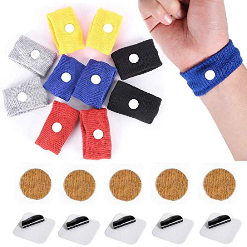 KONGDY 10 Pcs Sea Motion Sickness Wrist Bands   10 Counts Motion Sickness Patches for Cruise  Morning Sickness  Travel   Car Sickness  No drowsy Anti-Nausea Pads