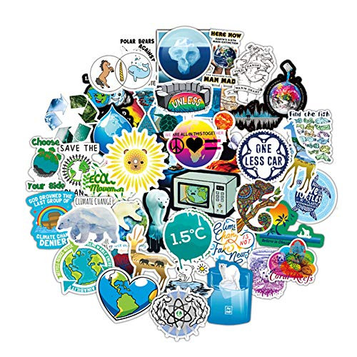 50 Pcs Climate Change Stickers Global Warming Decals for Water Bottle Hydro Flask Laptop Luggage Waterproof Vinyl Earth Stickers Environmental Protection Stickers
