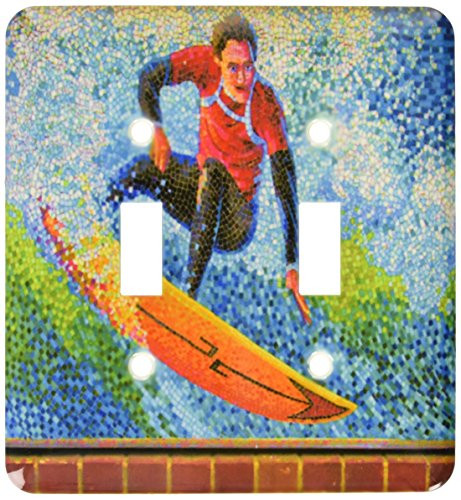 3dRose lsp538942 Mosaic Surfing Digital Art Surfer And Surfboard Toggle Switch
