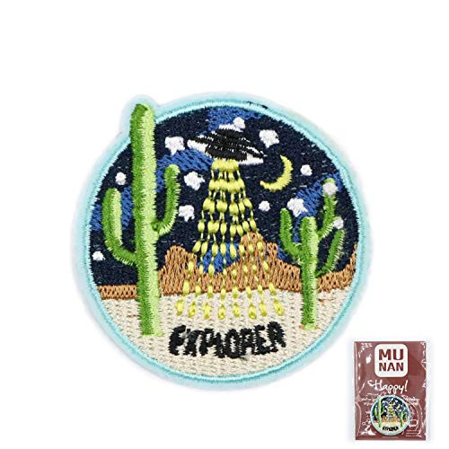 MUNAN UFO Cactus Patch Embroidered Applique Badge Iron On Sew On Emblem